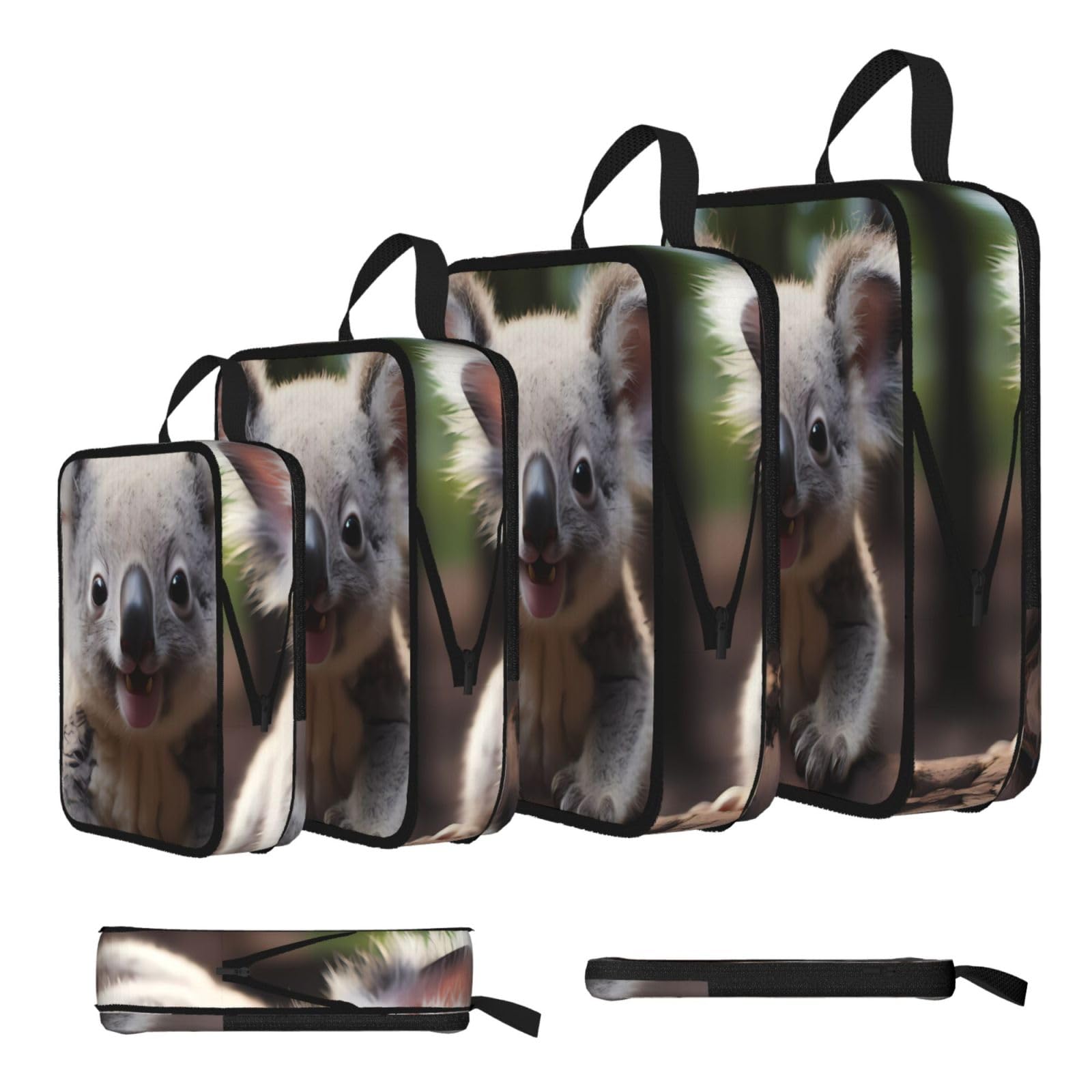 Sxzvvbn Black Cute Koala Compression Packing Cubes 4 Piece Set