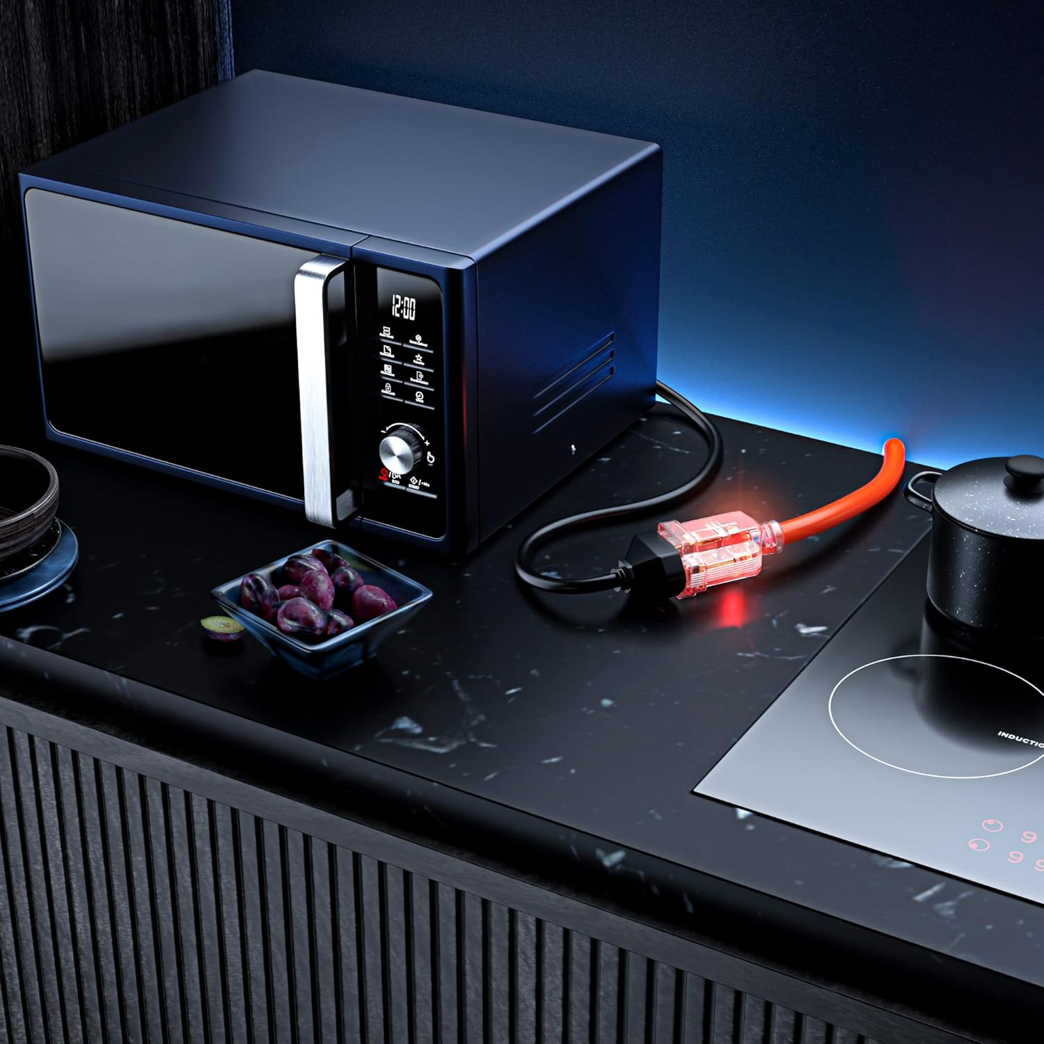 Maximm 50 Ft Orange Extension Cord, Heavy Duty 3-Prong Outdoor Power Cable, Lighted with Lock, ETL Listed for Contractors