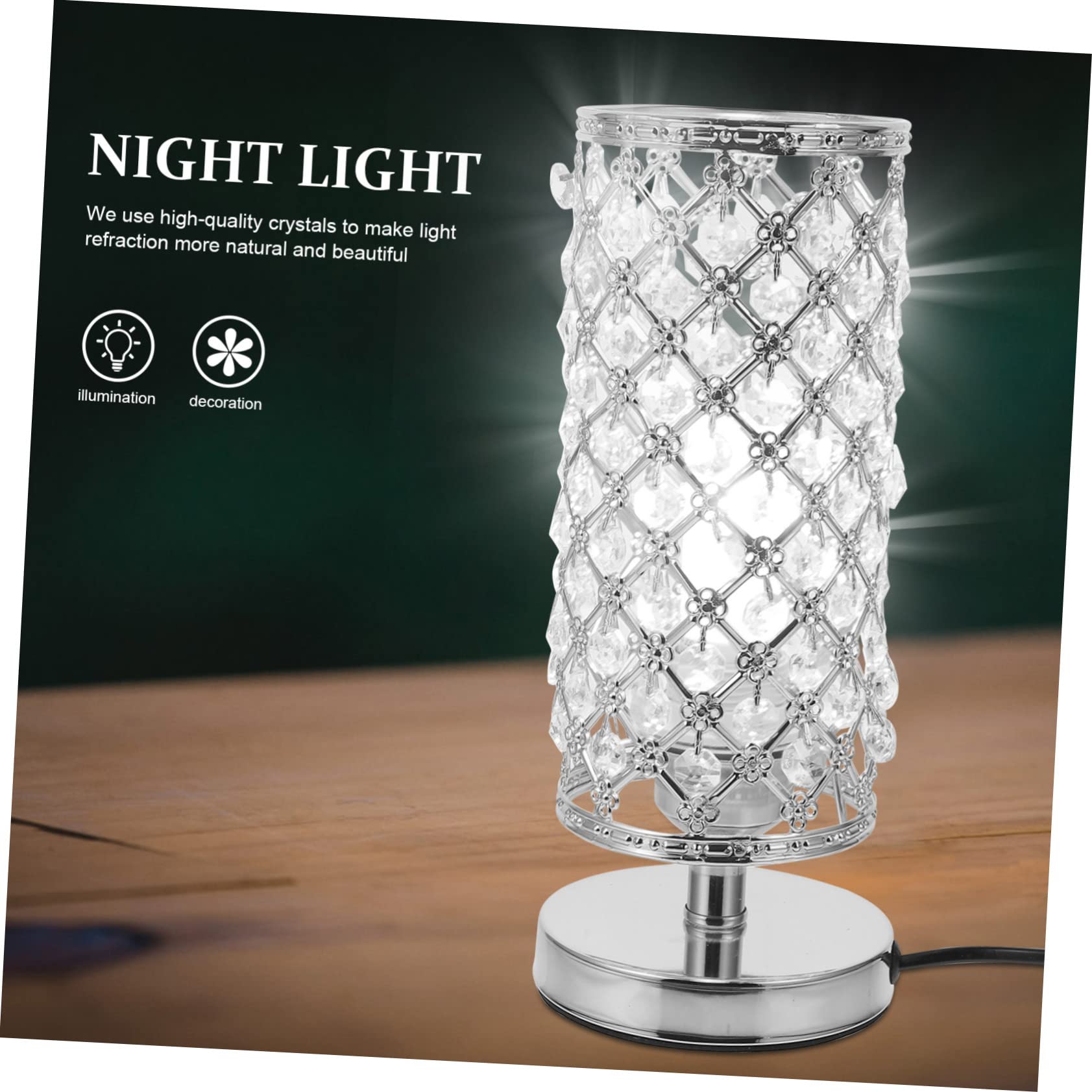 Gatuida Lámpara de Mesa de Cristal Decorativa para Salón con Luz Diseño Simple y Estructura Práctica Lámpara Interior con Interruptor y Enchufe Europeo