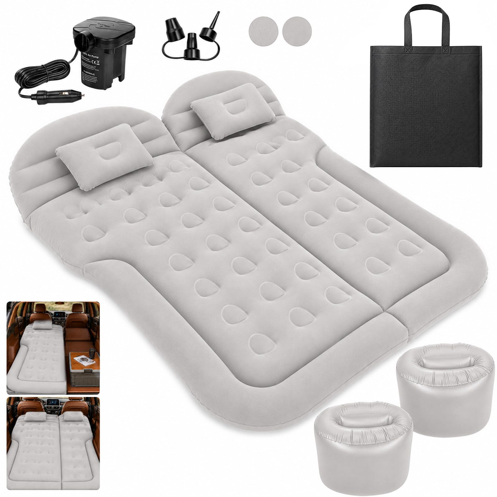 GREENSAPPIRE Car Air Mattress Bed, Portable Inflatable Car Mattress with Pillow for Camping, Travel, RV, Minivan, MPV, and Trunk Sleeping (Grey) โ image 1