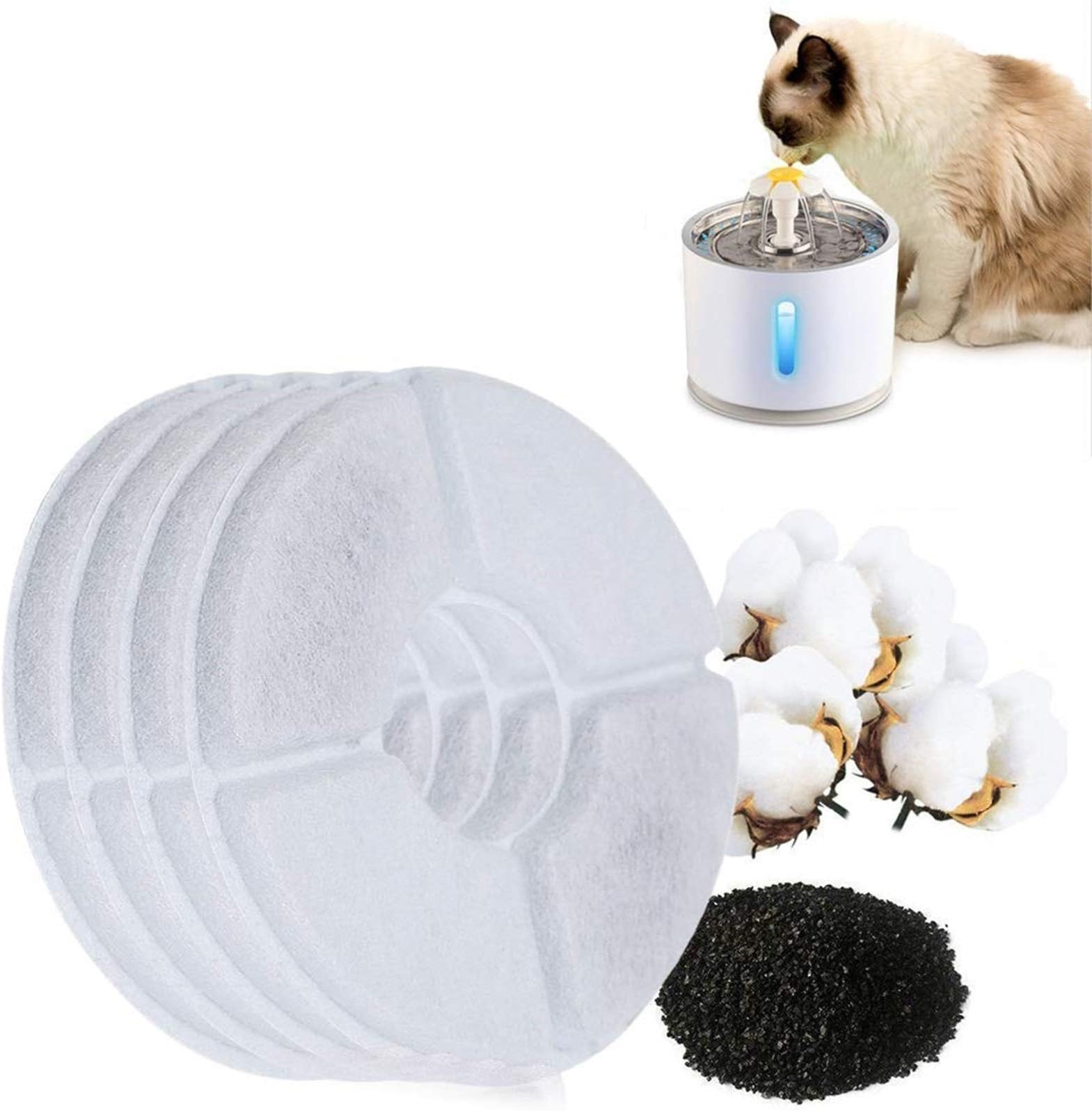 Beacon Pet 4-Pack Replacement Fountain Filters for Cats, Dogs, Multiple Pets: Ion Exchange Resin & Activated Carbon, Dual-Action, Easy to Install