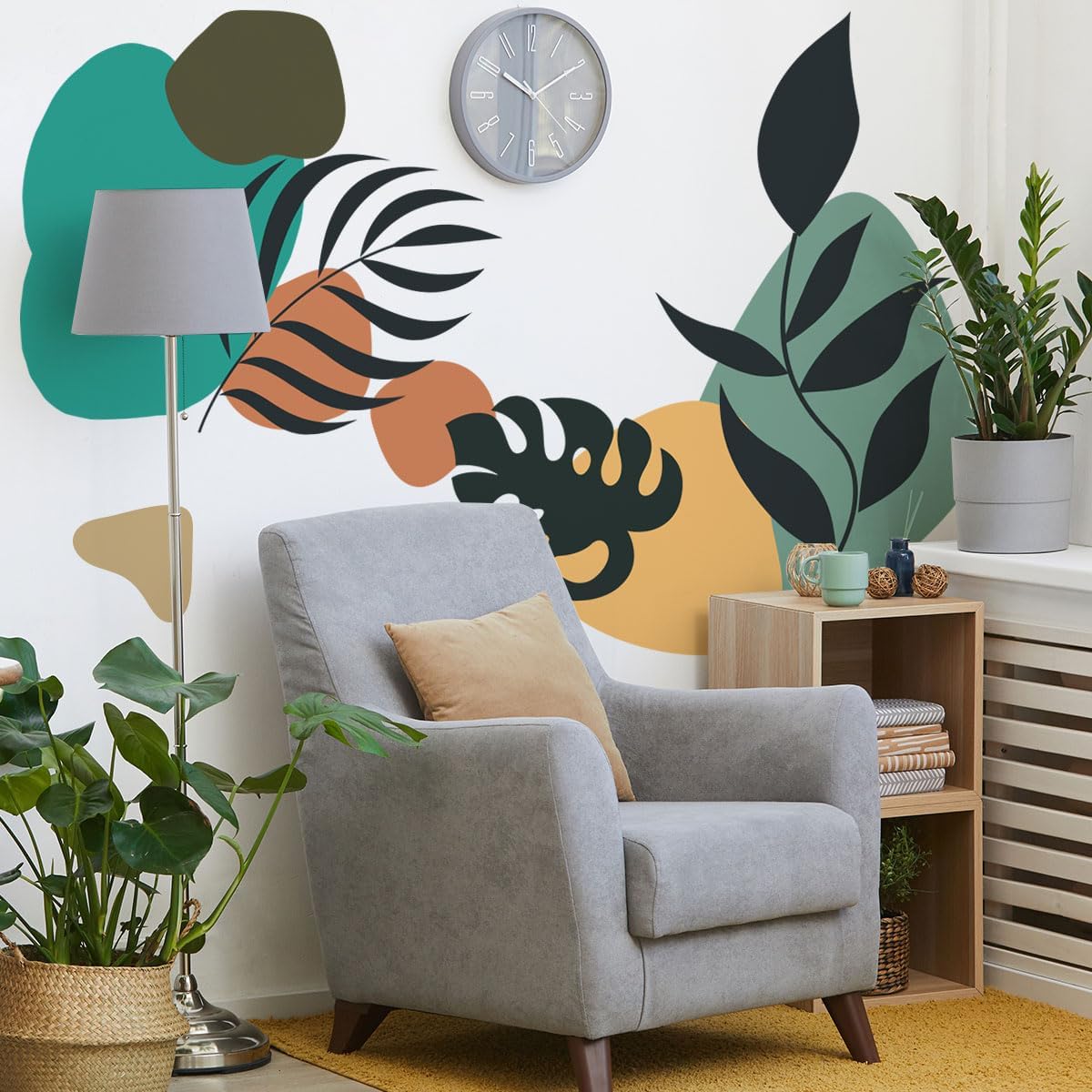 Runtoo Boho Leaves Wall Decals Retro Abstract Plant Wall Art Stickers Living Room Bedroom Nursery Home Decor image 4