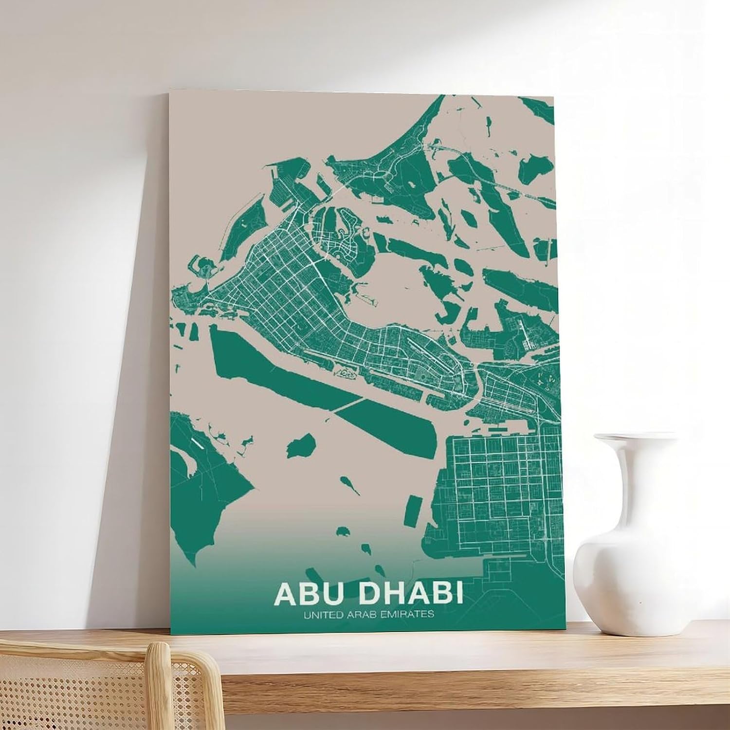 Abu Dhabi United Arab Emirates Map Poster Colorful Hometown City Print Poster Bedroom Decor Sports Landscape Office Room Decor GiftFrame 20x30inch