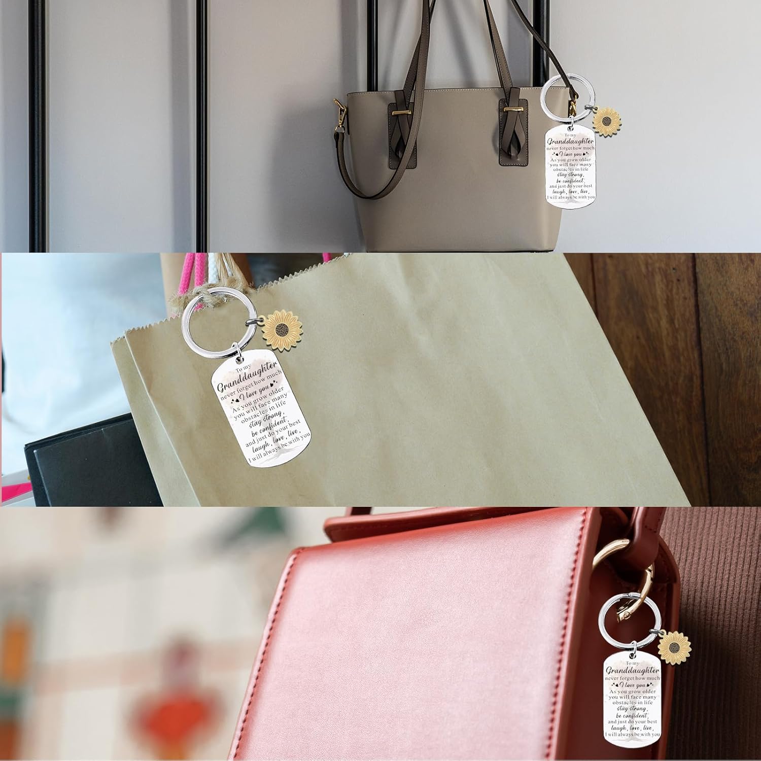 OEHEDOU Valentines Day Gifts For Granddaughter Birthday Gift For Granddaughters Inspirational Gifts For Granddaughter Gift From Grandma Grandpa To My Granddaughters Keychain - Image 6