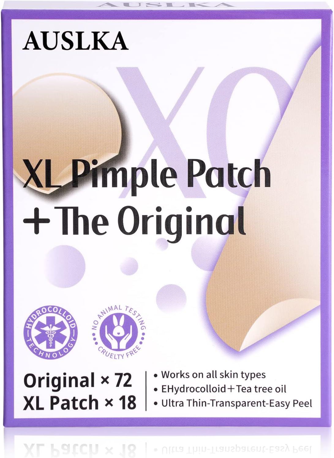 AUSLKA Large Blemish Pimple Patches, Hydrocolloid Spot Dots, Blemishes Patch, 3 Sizes Pimple Stickers, For Face Acne Absorbing Cover Patch