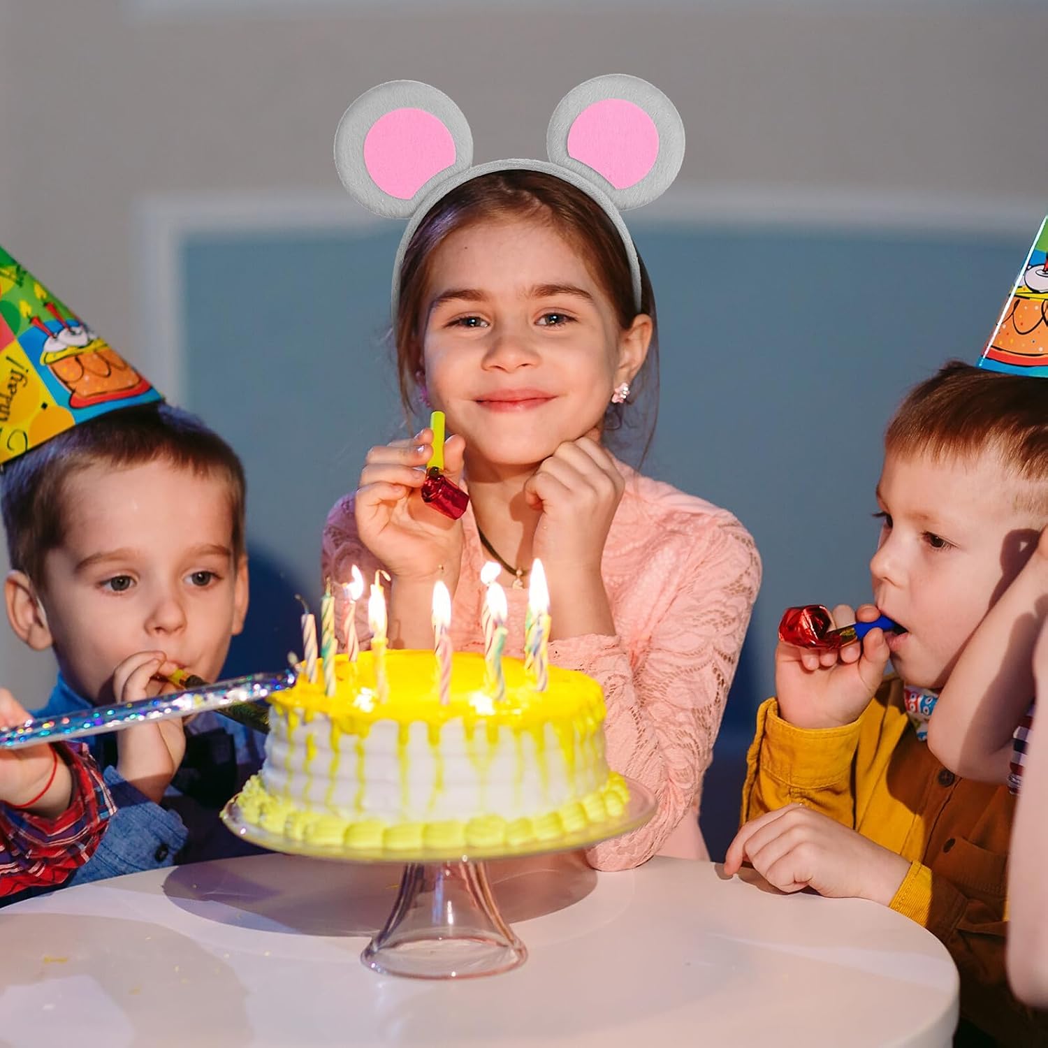 Beaupretty Mouse Ears Headband, 6pcs Mouse Costume Accessory Rat Ears Headband Kids Gray Cartoon Animal Headwear Cosplay Party Photo Props - Image 4