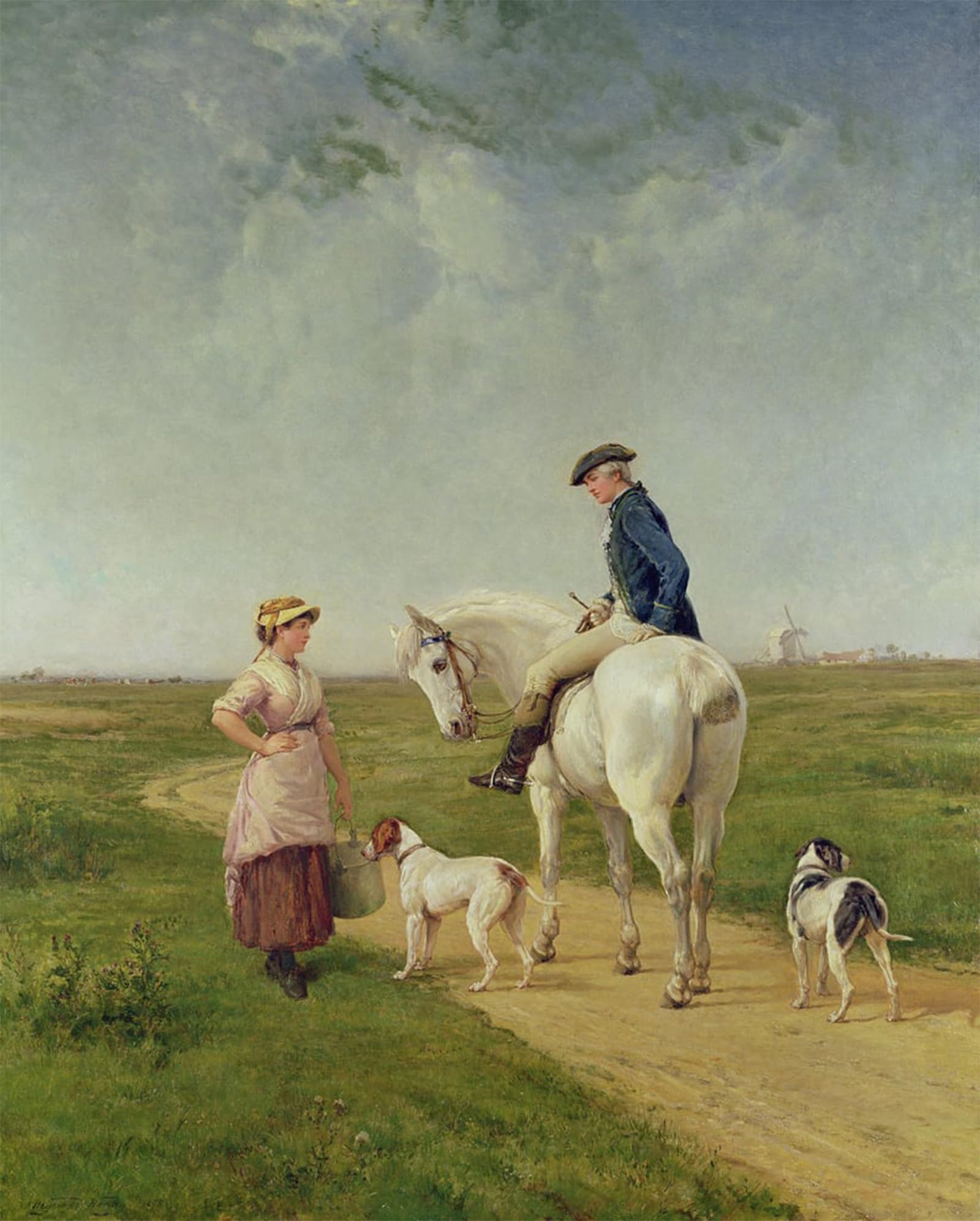 POSTERIIk Vintage Art Print Images Pictures Print Milkmaid Talking to a Cavalier by Heywood Hardy Modern Colour Posters for Office Home Decor 60x90cm