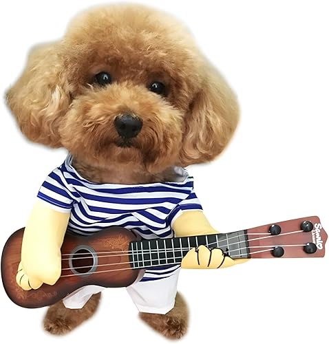 NACOCO - Disfraz de guitarrista para mascotas, para Halloween, Navidad, cosplay, fiesta, ropa divertida para perros y gatos