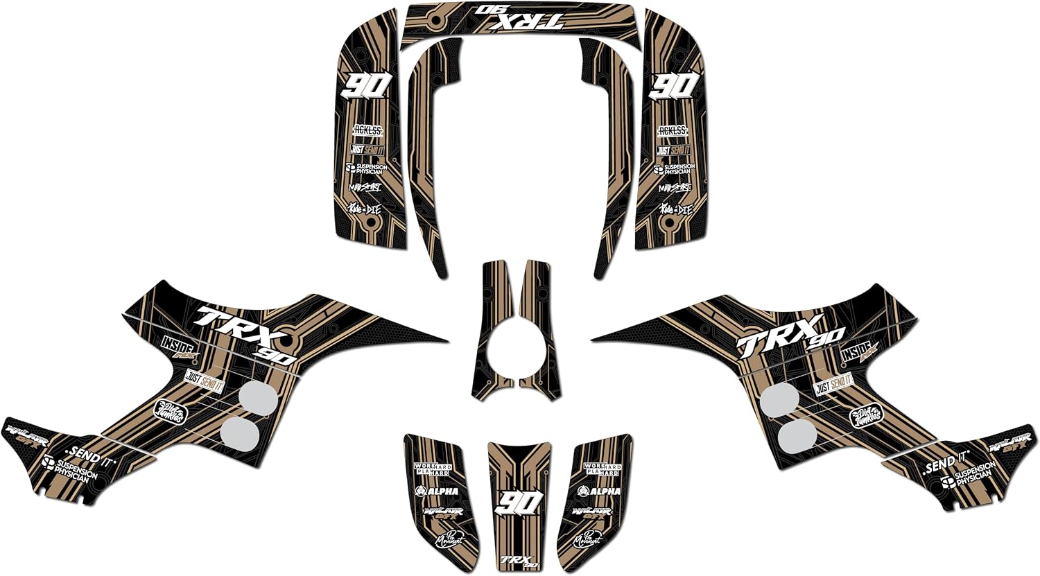 Graphics Kit for Honda TRX 90 (1993-2005) Electron Series Smoke 16 Mil- ATV UTV Custom Racing Graphics Stickers Decals Kit, no-plastics