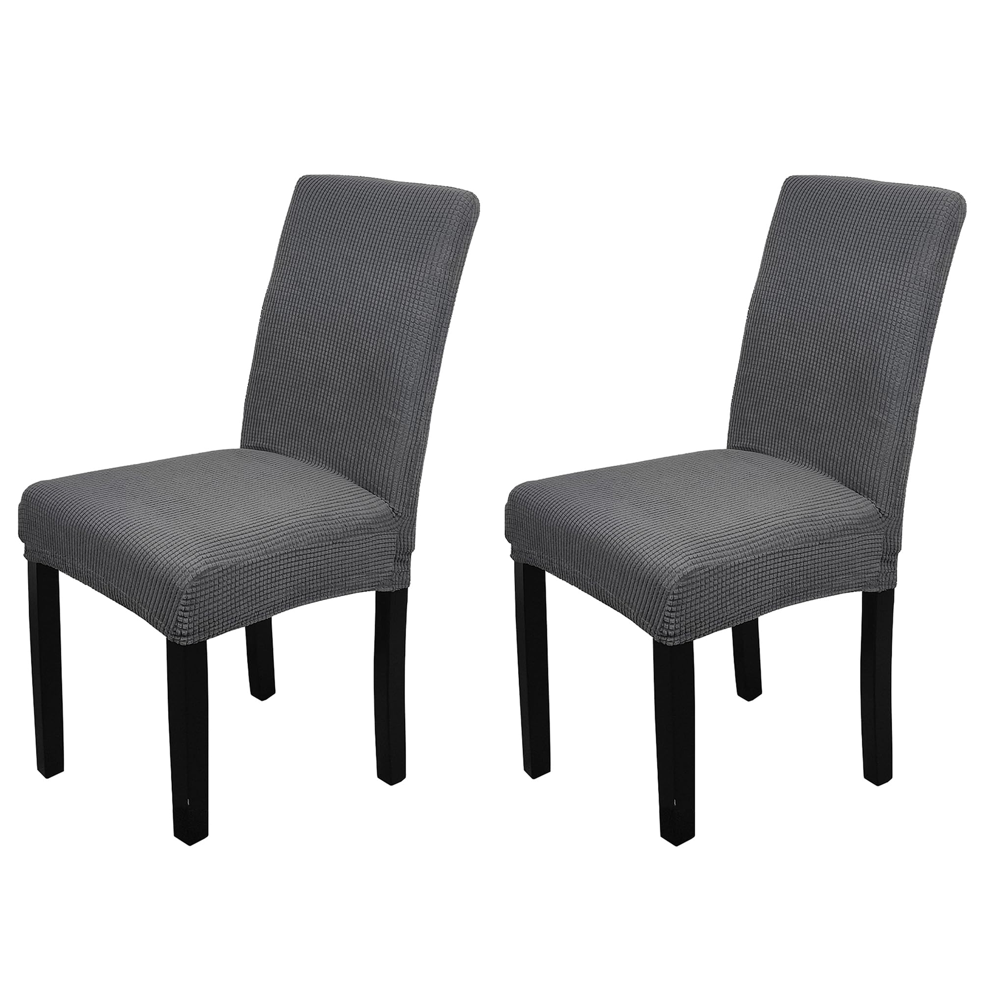 Trimming Shop High-Back Velvet Chair Cover for Dining Room, Dark Grey, 2pcs