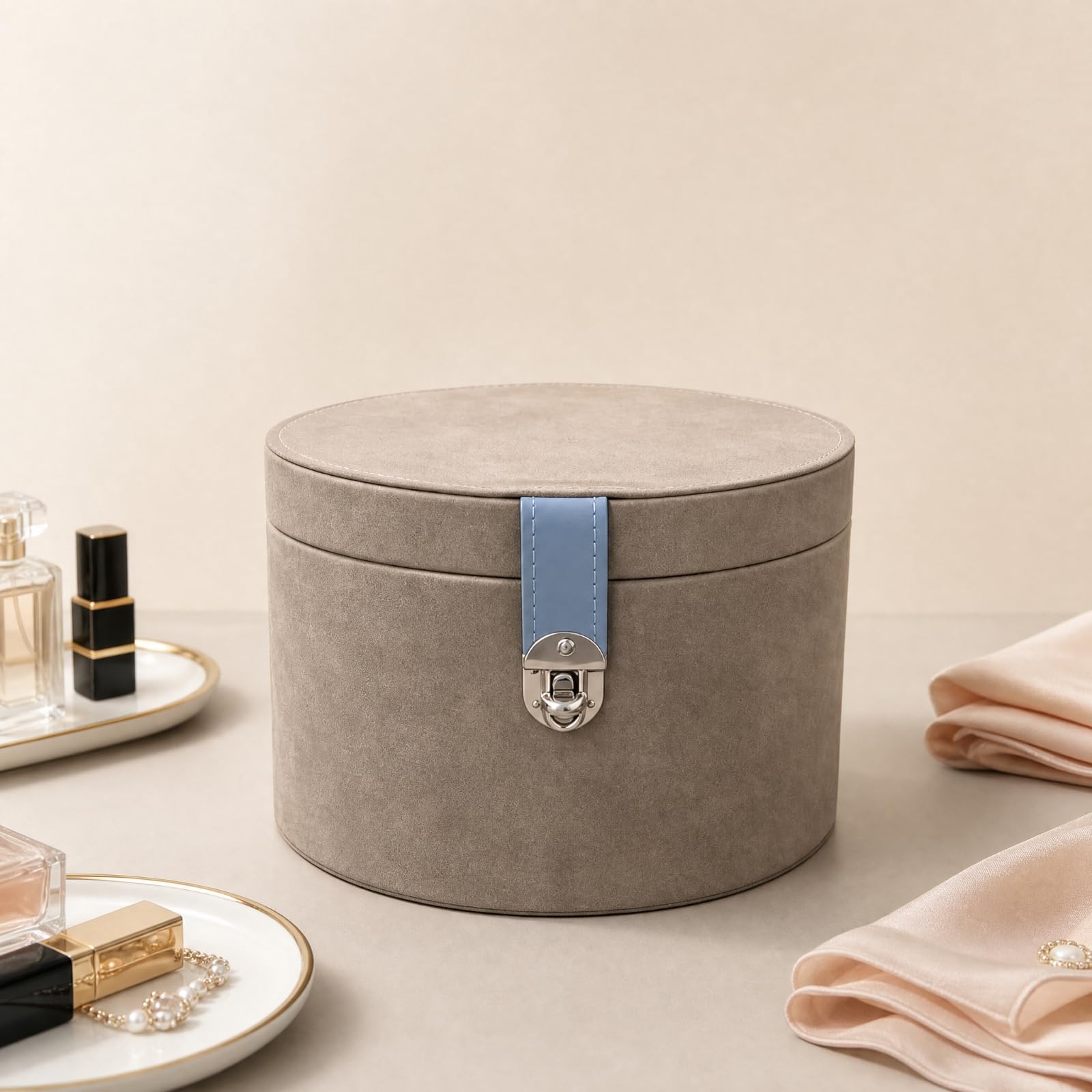 LOVIVER Caja Cilíndrica con Tapa Multiusos Caja Redonda Almacenamiento con Cierre Cajas Almacenamiento corativas Tapas, Estilo E