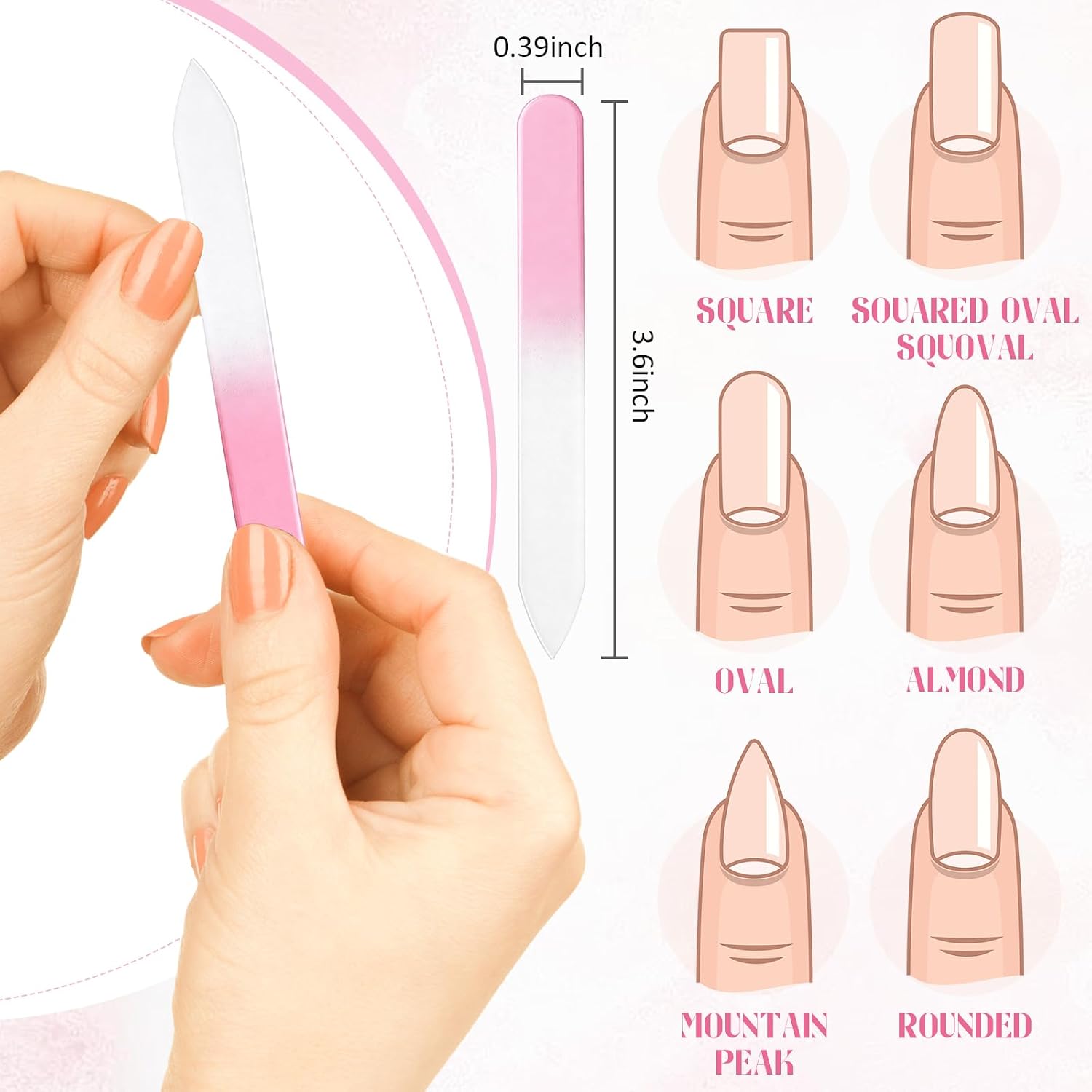 Honoson 24 Pcs Glass Nail Files Czech Crystal Glass Fingernail Files Professional Manicure Tool for Natural Nails, Gradient Buffer Nail Care for Salon Gift, 3.6'' x 0.4'' x 0.12'' (Macaron Colors)