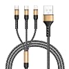 RAVIAD Multi USB Cable Universal Charging Cable [1.2M] Nylon Fast 3-in-1 Multiple Charging Cable with Micro USB Type C Lightning Cable for iPhone 16/15 Android Galaxy S24/23 Huawei Oneplus