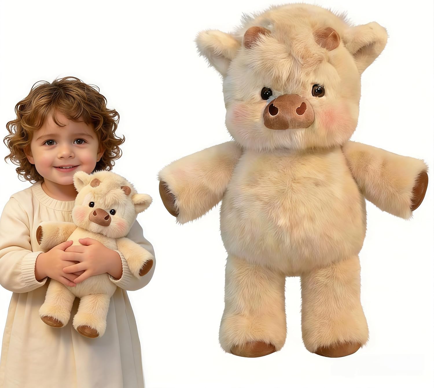 Peluche Vache Géante 45 Cm – Doudou Ultra-doux, Anti-stress, Décoration De Chambre, Cadeau Réconfortant