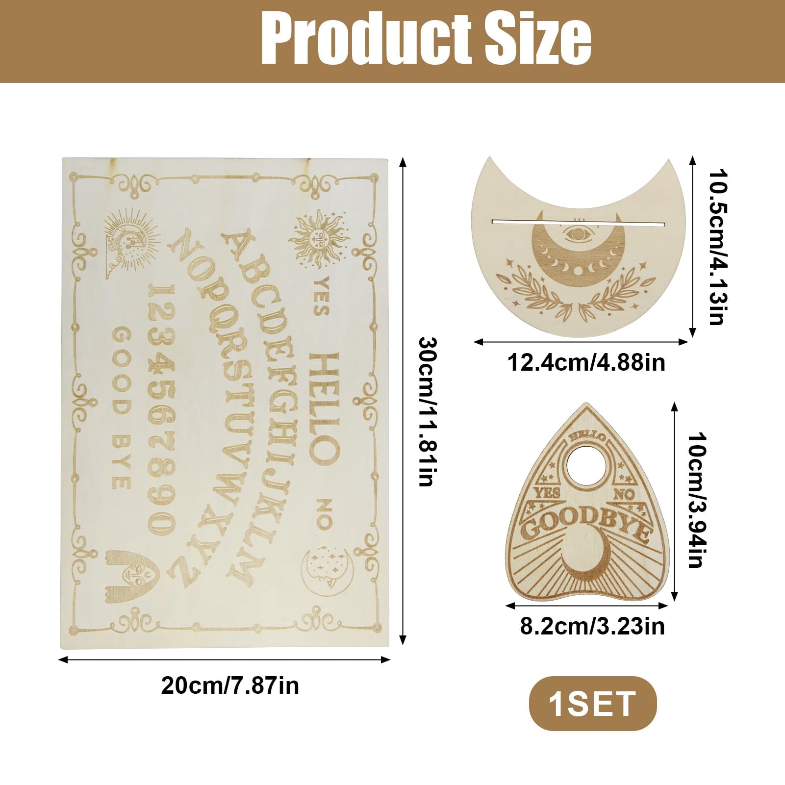 Clydewy Wooden Ouija Spirit Board Set 11.8 X 7.8 Inch Classic Quality Talking Boards with Planchette Metaphysical Message Dowsing Divination Board Witch Crafts Gifts for Witchcraft Supplies - Image 4