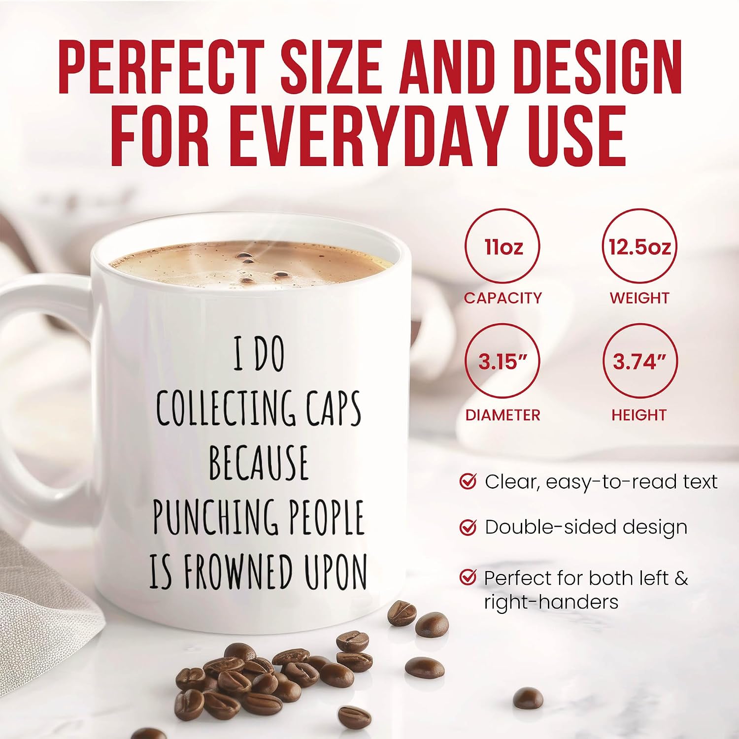 Funny Collecting Caps Mug - Hat Enthusiast Coffee Cup - Collector Funny Gift From - Cap Tea Mugs - Headgear Cups - 11 Oz Ceramic Gifts For Collectors, Birthday, Him, Her, Appreciation Day, Hobbyist image 3