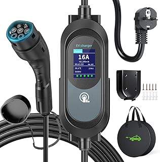 Sponsored You’re seeing this ad based on the product’s relevance to your search query.Learn more about this advertisement EVJUICION Charging Cable Electric Car Type 2 Schuko, [3.68 kW|8-16 A |6 m], Charging Cable Type 2 Schuko with Stand, 2.4 Inch LED Screen with Time Delay, Type 2 Charging Cable Schuko for EVs and PHEVs