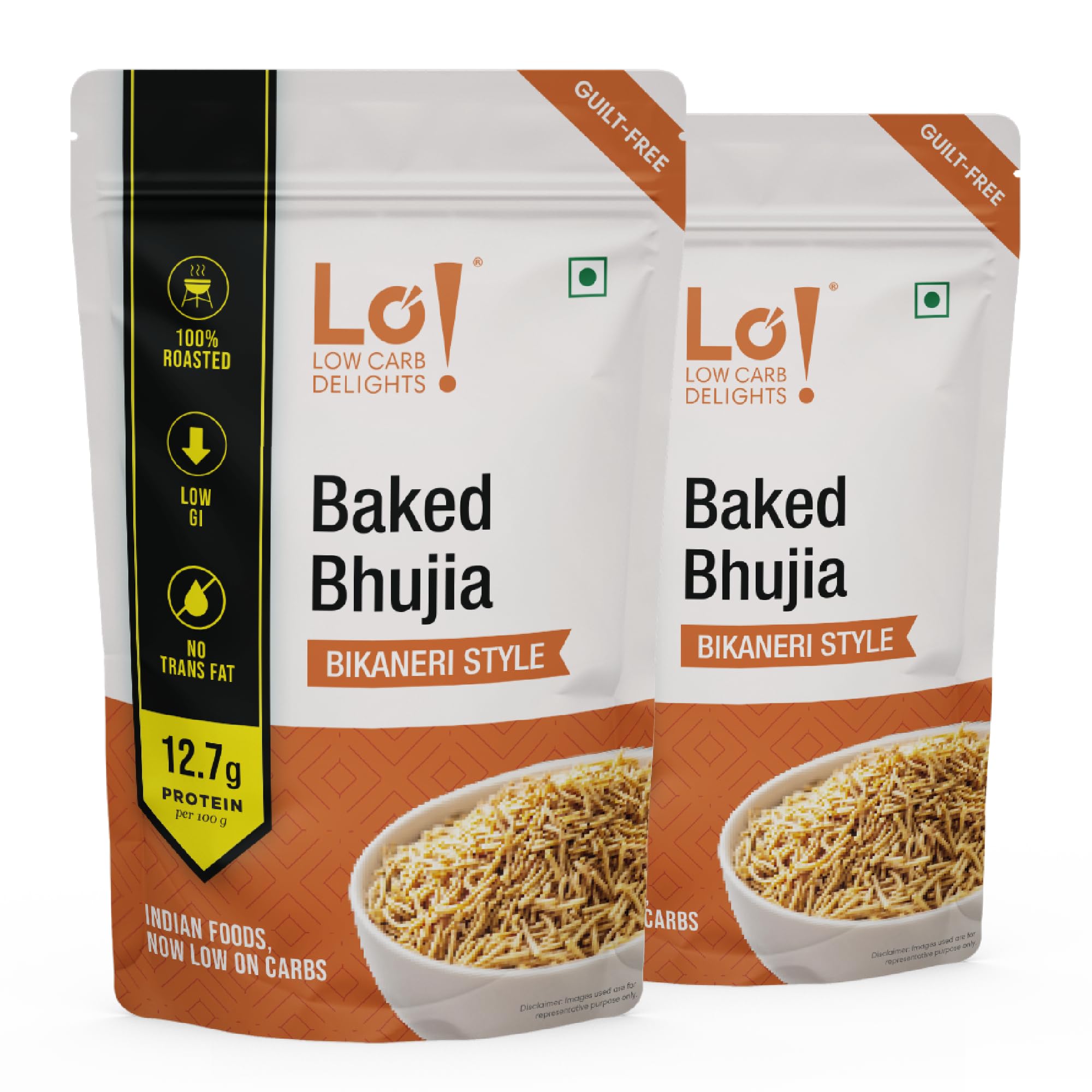 Lo Foods Baked Bhujia 400g| Authentic Bikaneri Flavor | Crunchy Bhujiya| Palm Oil Free High Protein Snacks Diet| Gluten Free Baked Snacks| Healthy Snacks for Kids & Adults| Aloo Bhujia Sev Replacement (B0DC682J13) Amazon Price History, Amazon Price Tracker