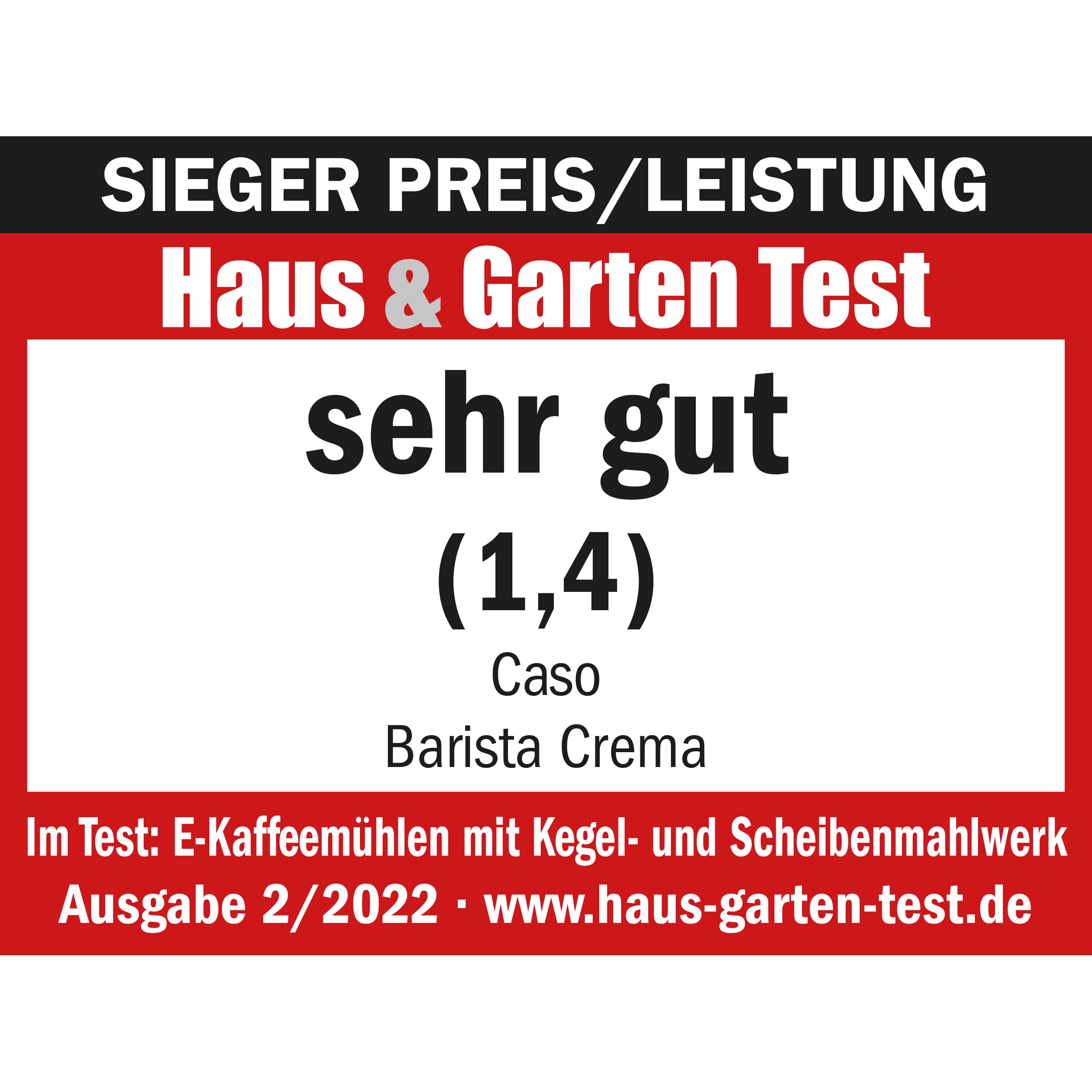 CASO Barista Crema - Elektrische Design- Kaffeemühle,Testsieger Haus & Garten Test, Mahlgrad von fein bis grob, Scheibenmahlwerk, leistungsstarke 150 Watt
