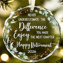 Retirement Gift for Woman, Retirement Gifts for Women Men 2026 Retired Ornament 2026 Glass Christmas Ornament Retired Gift for Coworker, Boss, Employee, Teacher, Nurse, Social Workers