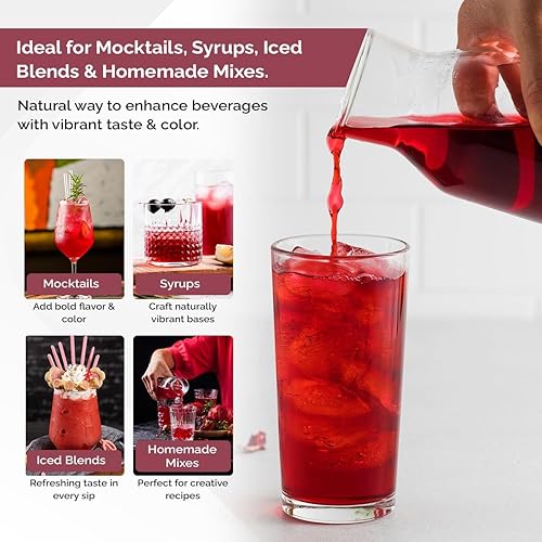 Miniatura 4 de Herbmagic Flor de hibisco seca 8 onzas, flor entera y pétalos para té de hierbas, flor de Jamaica y bebidas refrescantes  Flor de Jamaica (Hibiscus