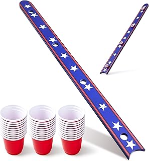 5 Ft Shot Board 4 Person Shot Ski Retro Rustic Wood Ski Shot Board with 48 Cute Shot Glasses for Party,Wedding Celebration,Birthday Family Gathering,Game Night - 56x4x0.8in (Stripes Design)