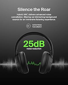 Belkin SoundForm Isolate Bluetooth Over-Ear Headphones - Hybrid Active Noise Cancelling Headphones - Wireless w/ 60H Playtime, Fast Charging & CloudCushion Ear Cups for Travel, Home, or Office - Black