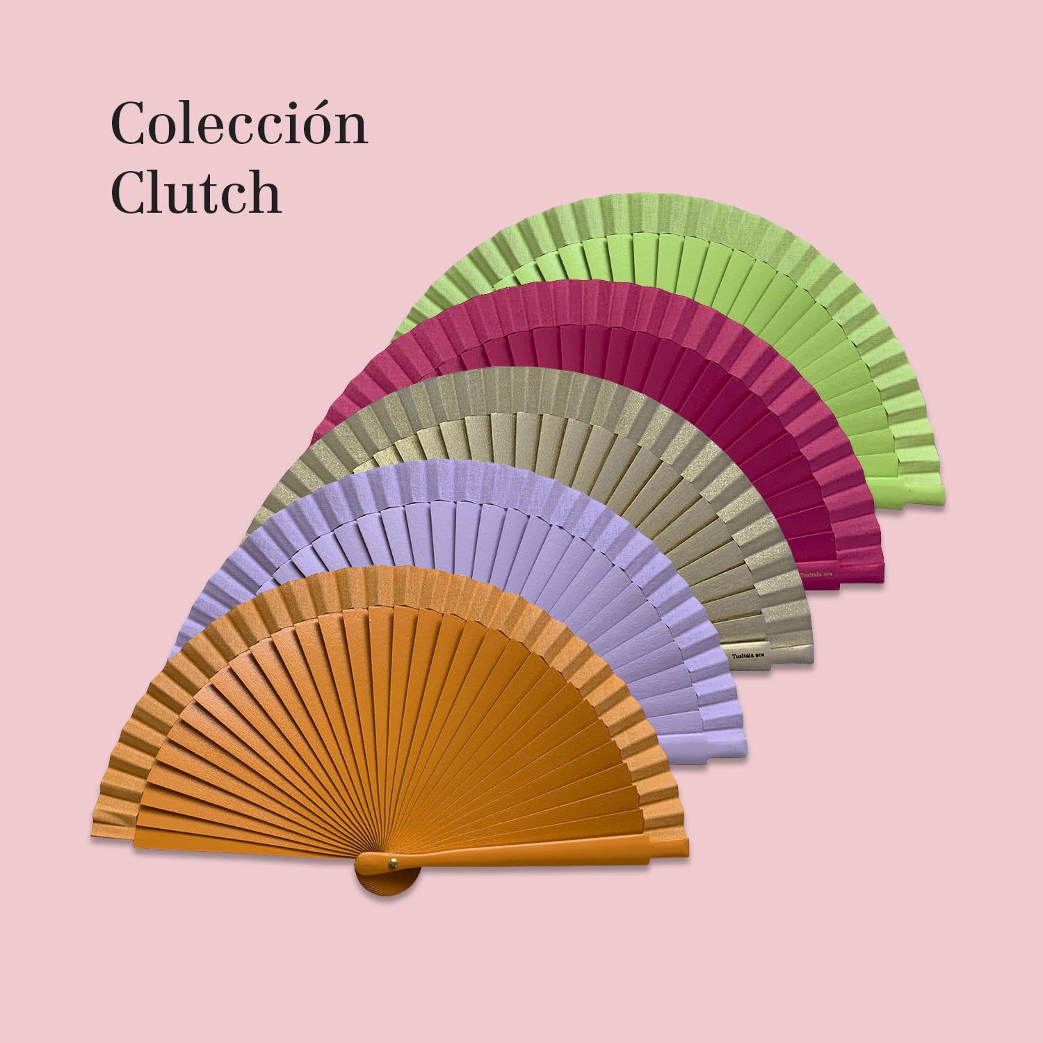 Abanico Español Clutch - Madera y Algodón - 16 cm - Estuche y Funda - Accesorio de Moda - Hecho a Mano en España - Eventos y Regalos - Colección Clutch