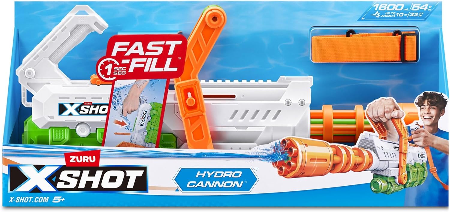 X-Shot Water Fast Fill Hydro Cannon - Gatling Water Gun with 1.6 Litre Capacity and Carry Strap