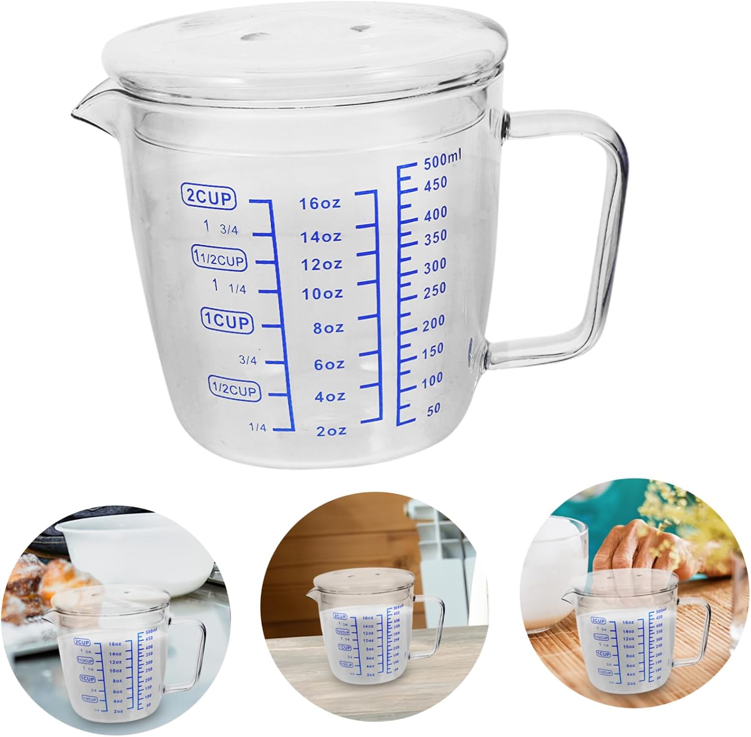1pc Heat Resistant Glass Measuring Cup Boys and Girls Liquid Scale Cup Home Baking Measure Tool