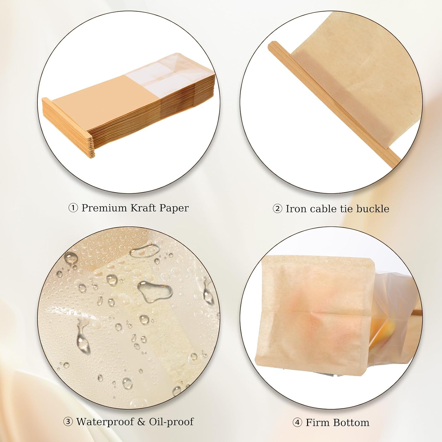 100 Pack Small Bakery Bags with Window, 3.9x3.2x9.5 Inches Bread Bags for Homemade Breads Resealable Tie Tab Lock Bread Storage Bag for Homemade Granola, Popcorn, Candies, Goodies image 3