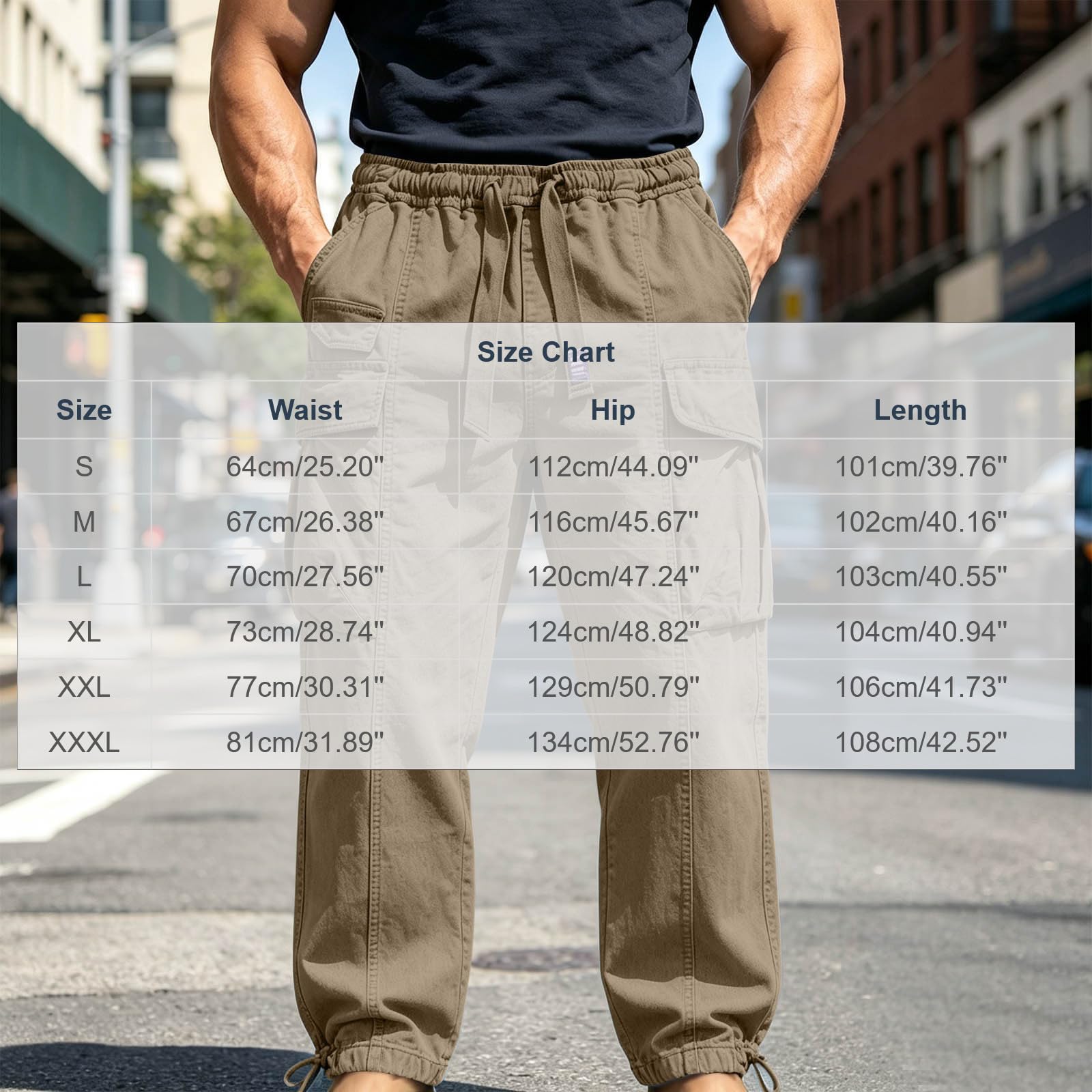 Pantalon Cargo Homme Coupe Ample Poches Cargo Mélange Coton Usage Quotidien