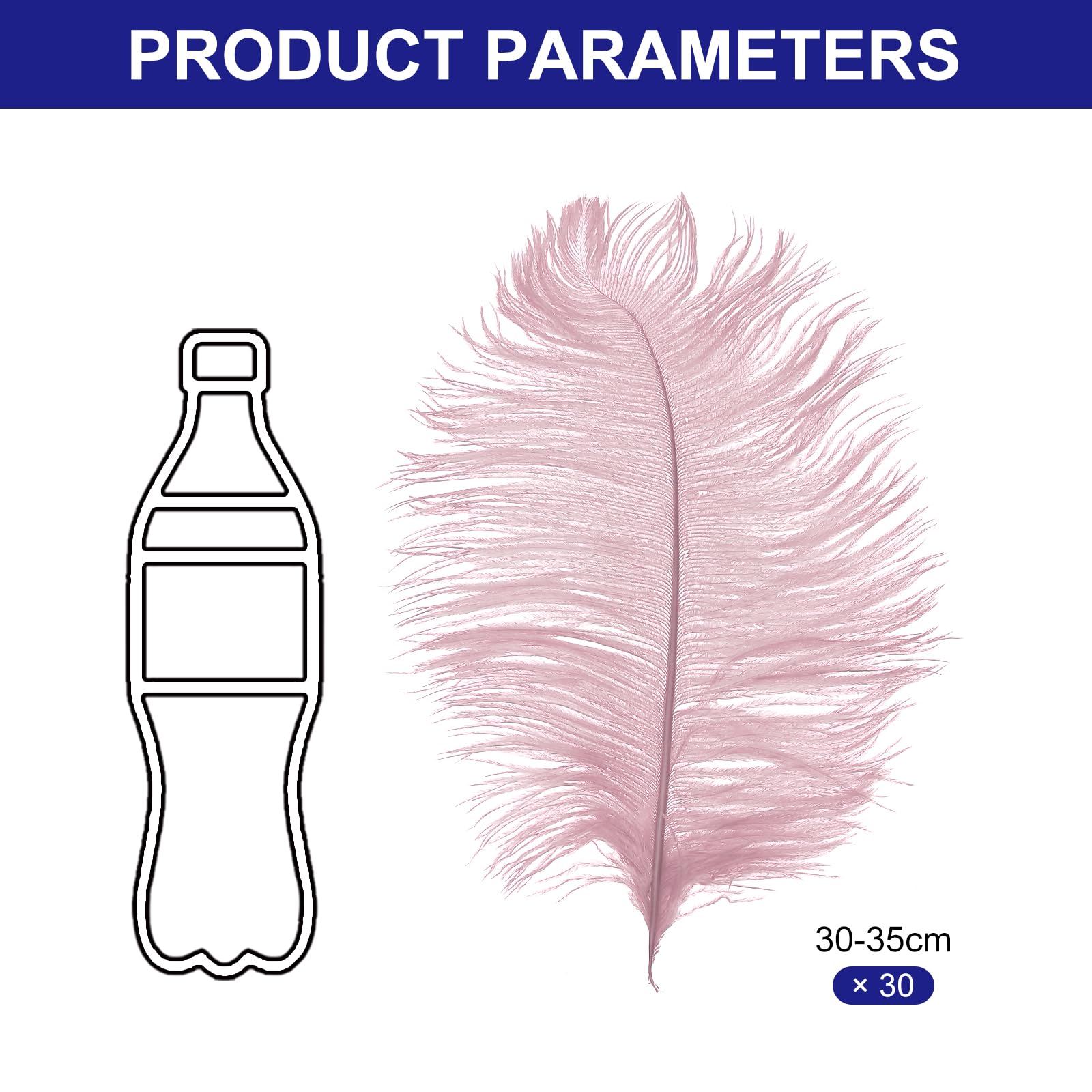 PATIKIL 30 Pcs Natural Ostrich Feathers Bulk 12-14 Inch/ 30-35 cm Large Ostrich Feathers for Crafts Home Decoration Wedding Party Vase Decor (Dark Pink) - Image 2