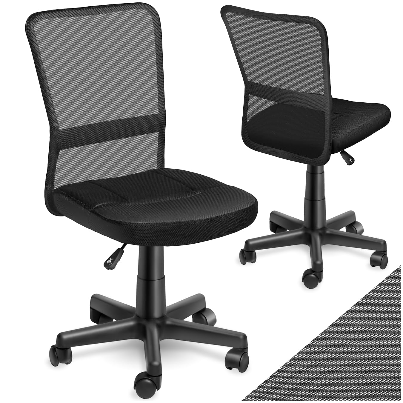 tectake® ergonomischer Bürostuhl, Schreibtischstuhl mit Rollen, Drehstuhl, Gaming Stuhl, Office Chair, Drehsessel, Möbel für Arbeitszimmer, und Jugenzimmer, PC, Computertisch - schwarz