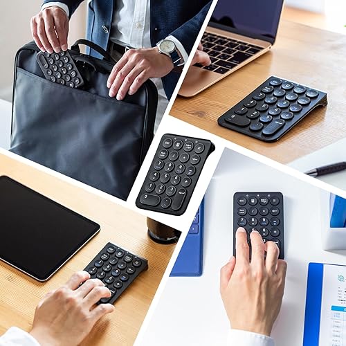 Miniatura 9 de SANWA Teclado numérico Bluetooth, teclado inalámbrico recargable de diez teclas, 22 teclas portátil y delgado contabilidad financiera para