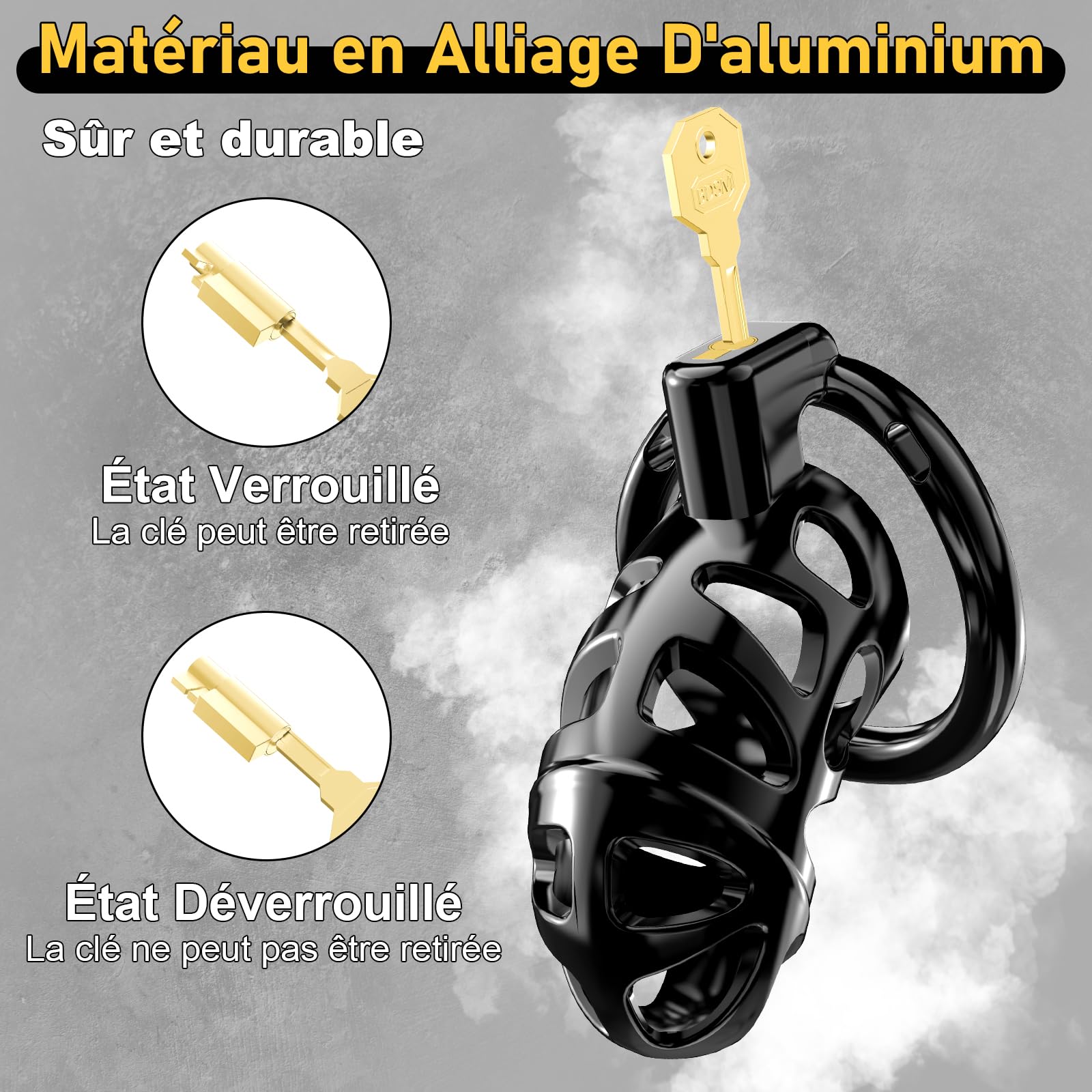 Cages de Chasteté Nouvelle Version de Gethorny - Cage à Pénis 3D Légère avec 3 Tailles Anneaux de Pénis Amovibles pour Empêcher L'érection, Bondage SM avec Ceinture de Chasteté Sex Toýs Couple