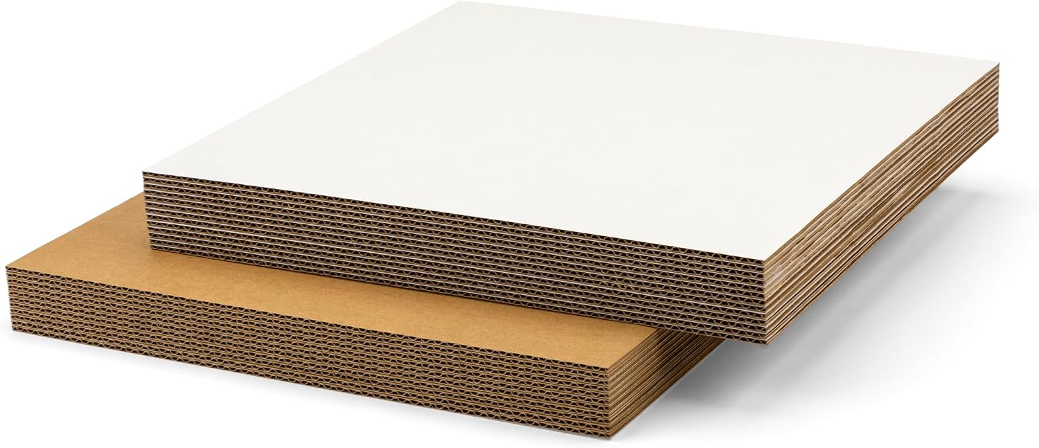 Corrugated Cardboard Sheet, LP Insert Pad, 12.5x12.5 inch, 25-PCS