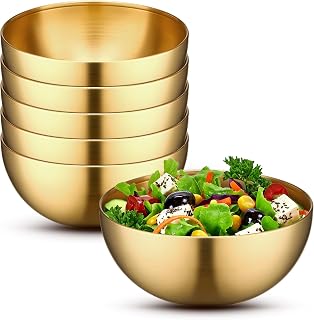 Nuogo 6 Pcs Stainless Steel Gold Mixing Bowls Gold Esthetician Bowls for...