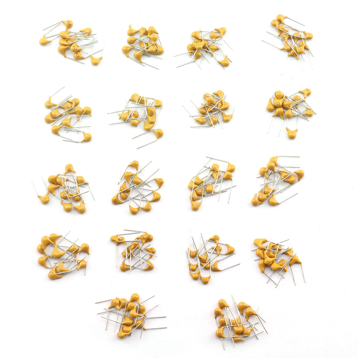 Tegg 180pcs Monolithic Ceramic Capacitors Assorted Kit 20PF-105(1UF) 50V 18 Values Commonly Used Electronic Component DIY Assortment