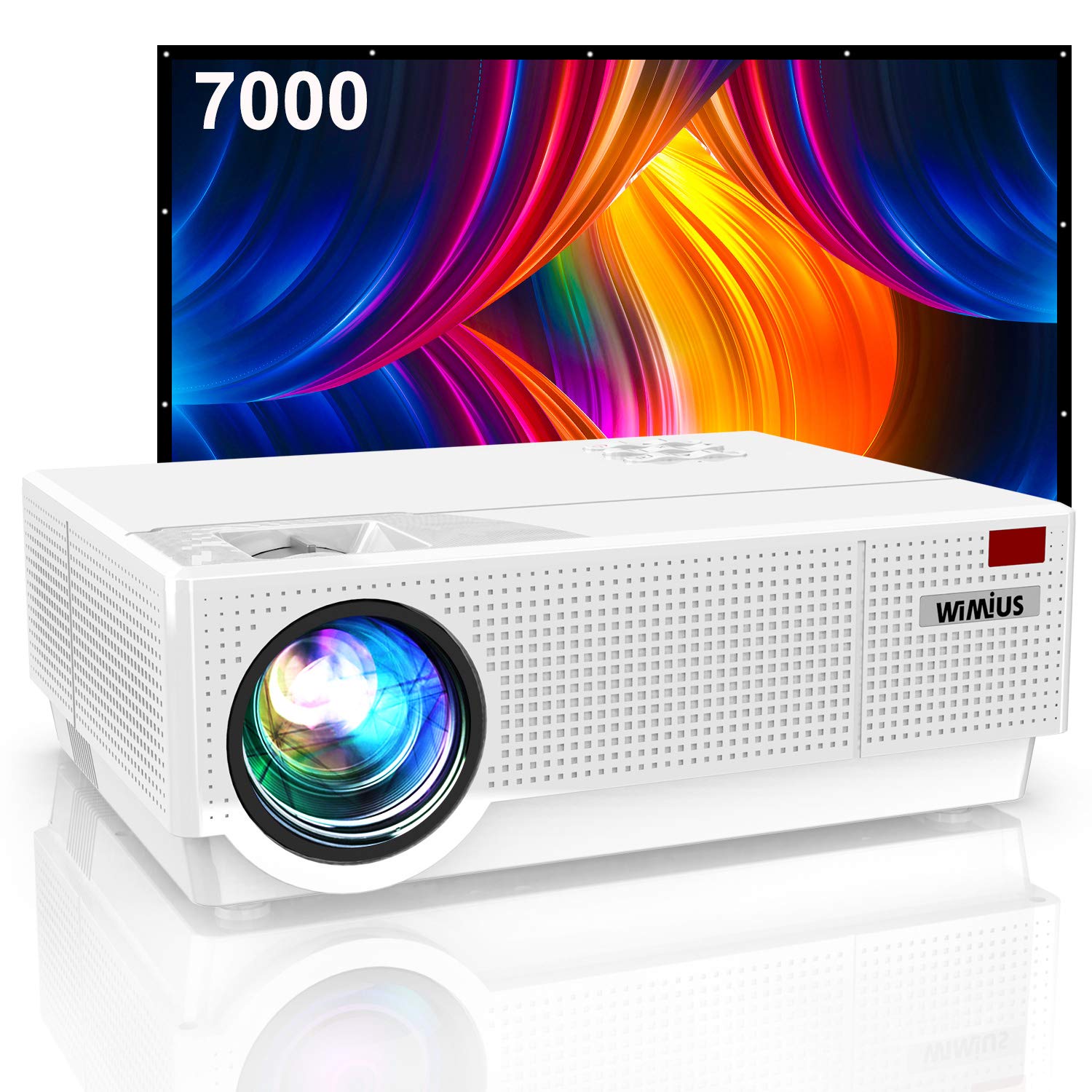 WiMiUS 7000 Proyector Full HD 1920x1080P Cine en Casa Soporte 4K 