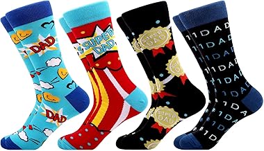 WeciBor 4 Pairs of Men's Funny Colourful Cotton Socks with Crazy Novelty Motif