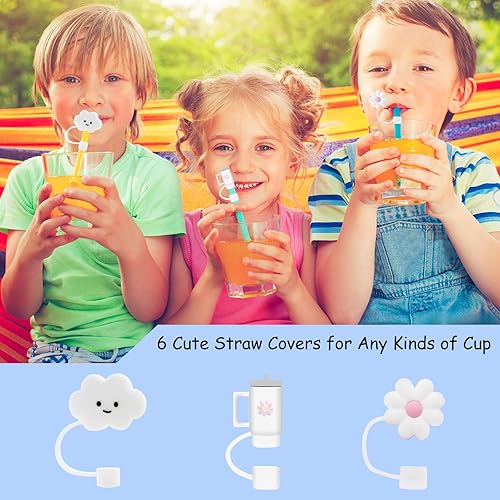 Miniatura 5 de 6 popotes transparentes de repuesto para vasos Stanley de 40 onzas y 30 onzas, 3 bonitas cubiertas de popote para vasos Stanley con 1 cepillo de