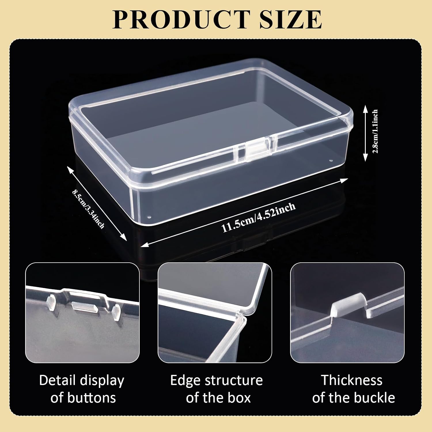8 Pieces Plastic Organizer Boxes with Hinged Lid for Beads, Jewelry, Earrings, Fishing Tackle Storage and Organizer (4.52 x 3.34 x 1.1 Inch)
