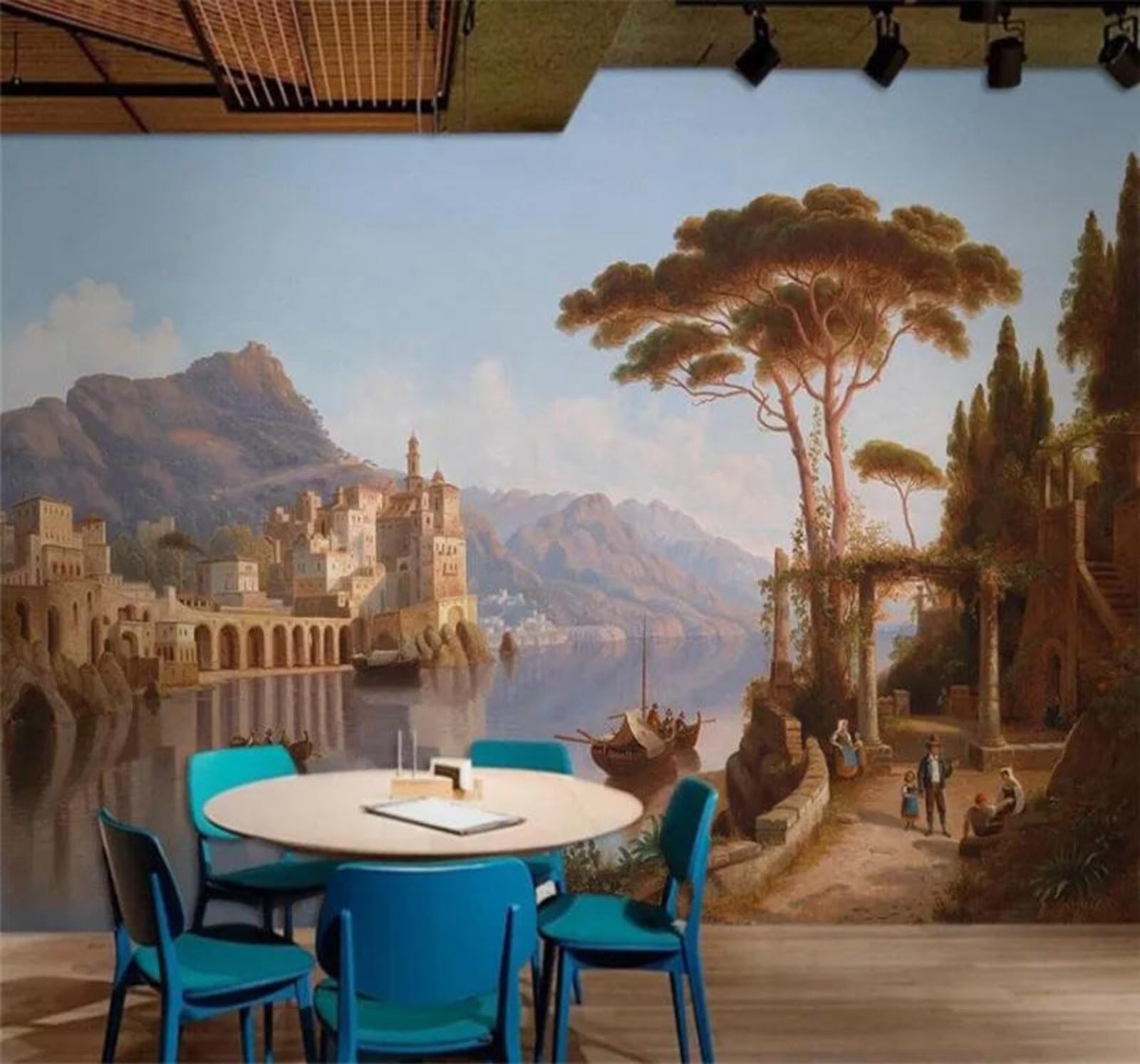 Tzxztt 250Cm×170Cm(B×H) Creative Retro Landscape Castle Scenery Painting Modern 3D Wallpaper Premium Textured Silk Neutral Tones Material Ideal For Living Room Bedroom-250Cm×170Cm