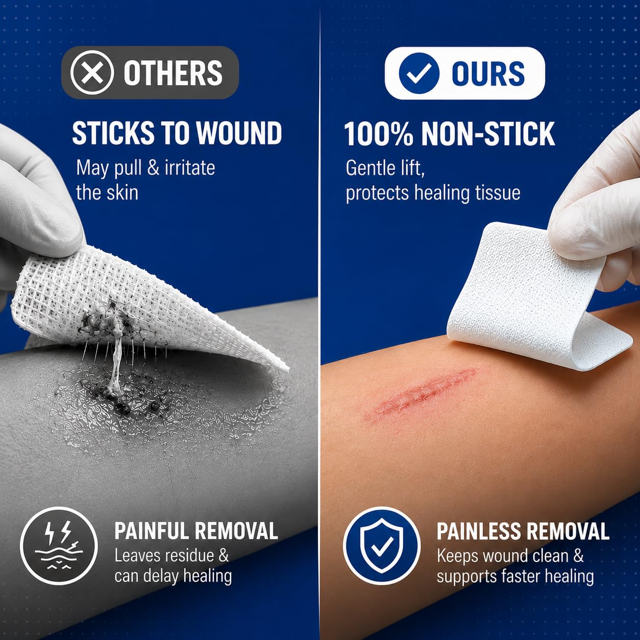 Gauze Care 3x4 Inch - Pack 100 Non-Stick Gauze Pads for Wounds, Non-Adherent, Highly Absorbent, Painless Removal, Individually Wrapped for Extra Protection — Amazon image 3