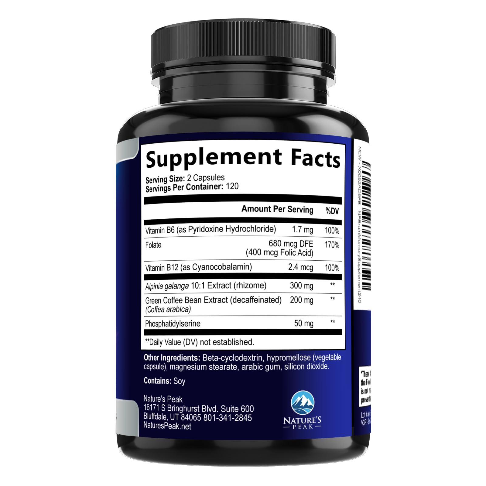 Brain Memory Supplement Pills - 3X Strength Nootropics for Concentration, Clarity & Focus Support - Brain Health Cognitive Vitamins B6 B12 with Folate & Phosphatidylserine, Brain Booster, 240 Capsules — Amazon image 9