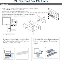 Vista 8 de Cerradura electromagnética con soporte Z y L 617.3 lbs 600LBS Holding Force Cerradura de puerta magnética eléctrica 12V Modo NC a prueba de fallas
