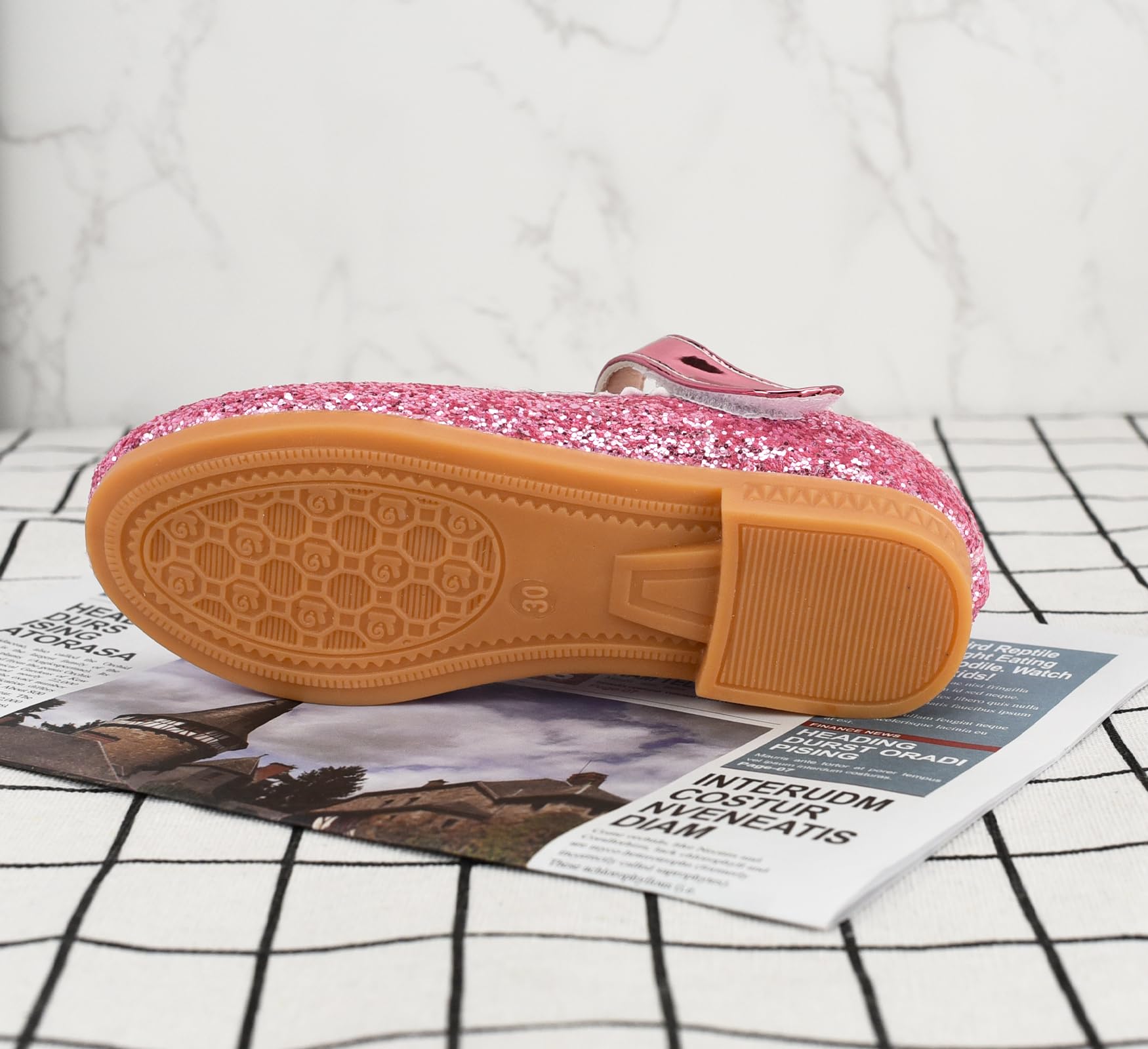 Chaussures de Princesse pour Filles avec Paillettes Mary Jane Chaussures de Déguisement Reine Scintillantes pour Anniversaire, Fête, École, Activité Rose