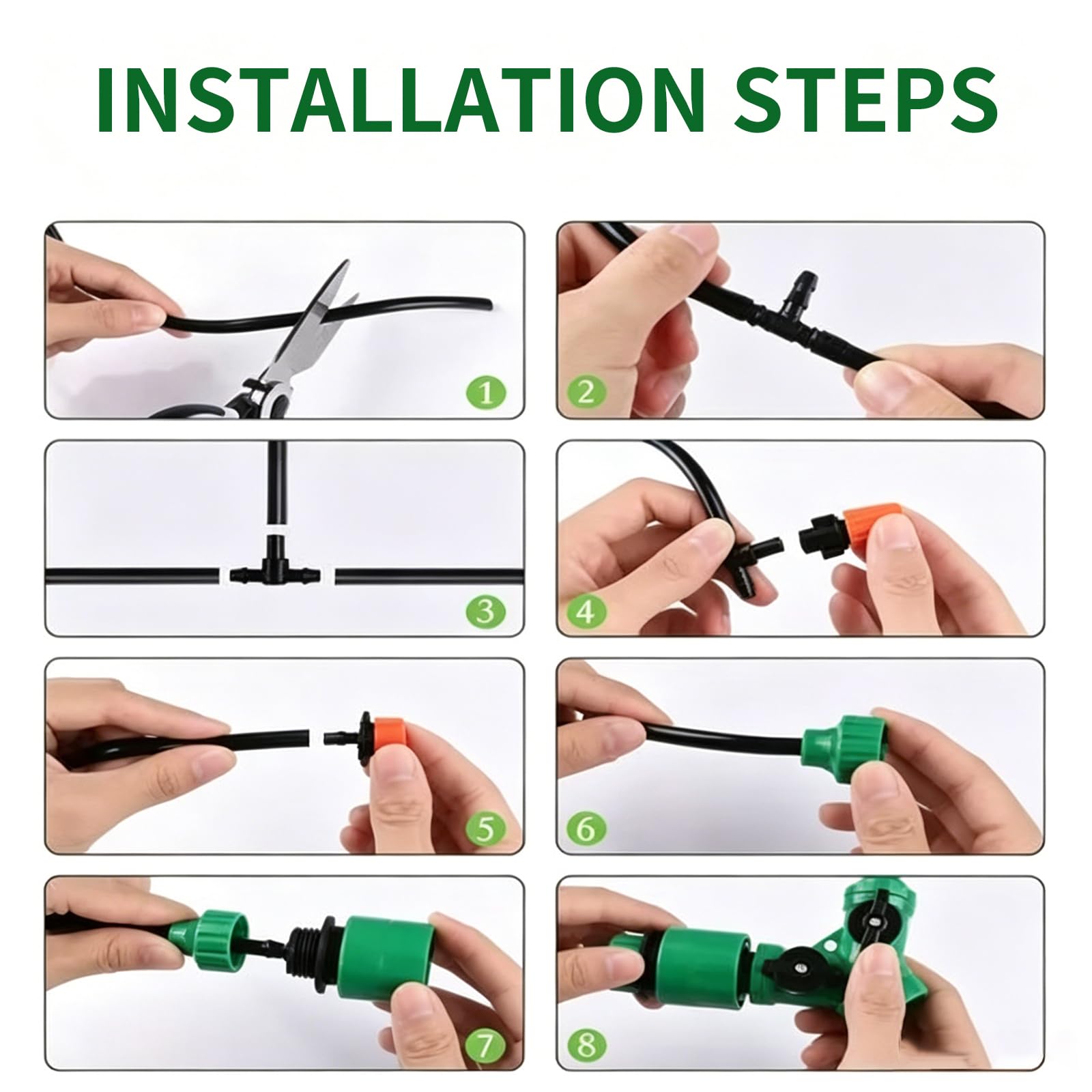 Système d'irrigation goutte à goutte de 30 m, système d'arrosage automatique de 1,6 cm, avec 30 buses en cuivre, sans outils, arrosage à brume fine pour jardin, terrasse, plantes en pot, système