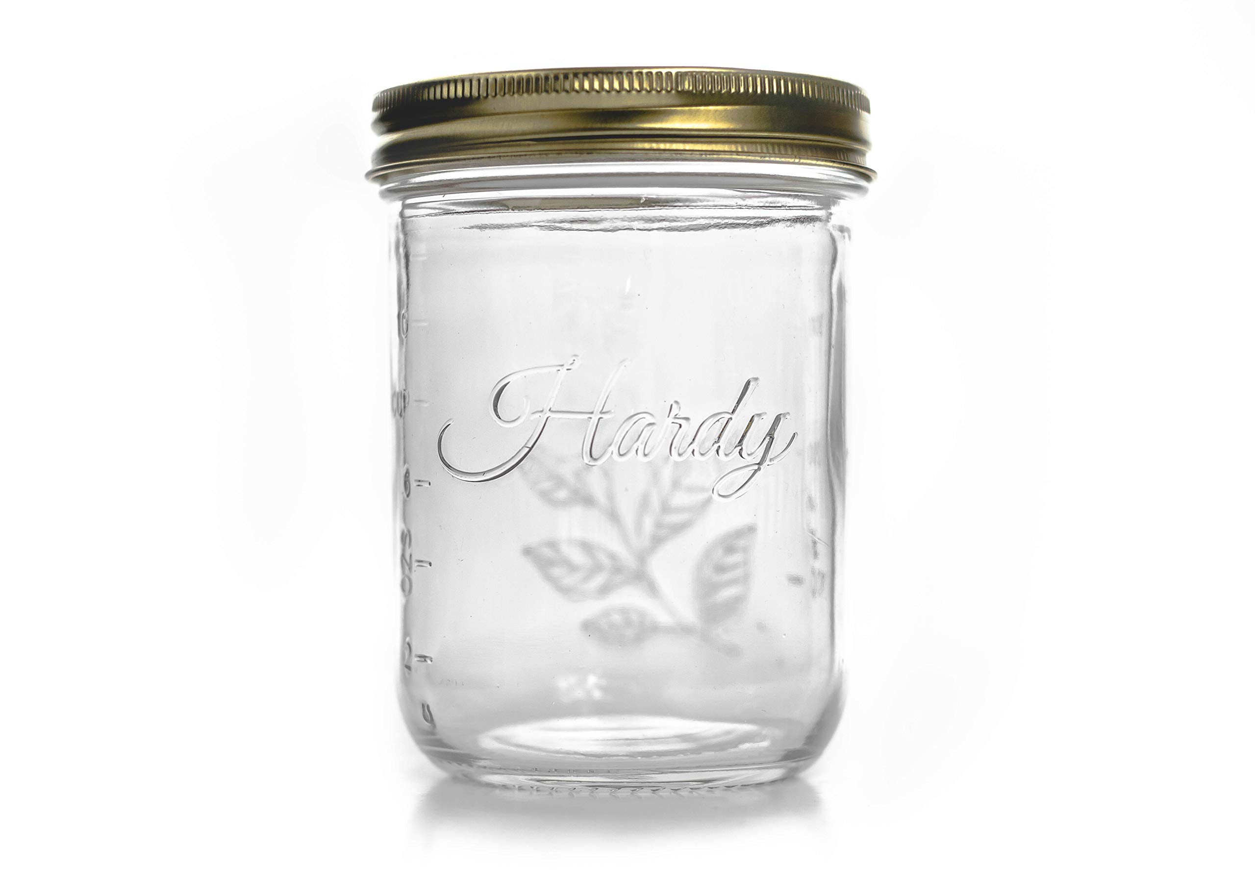 Hardy Family Wide Mouth Mason Jars 16 oz – Set of 6 Pint Canning Jars with 2 Piece Mason Jar Lids. Comparable with Kerr and Ball Jars. Glass Jar with Lid for Pickling Jars or Overnight Oats Container